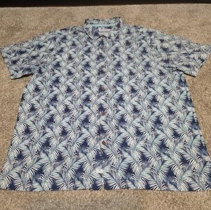 Tommy Bahama Mens Blue Palm Tree 100% Silk Print Button Up / Down Shirt Blue XXL